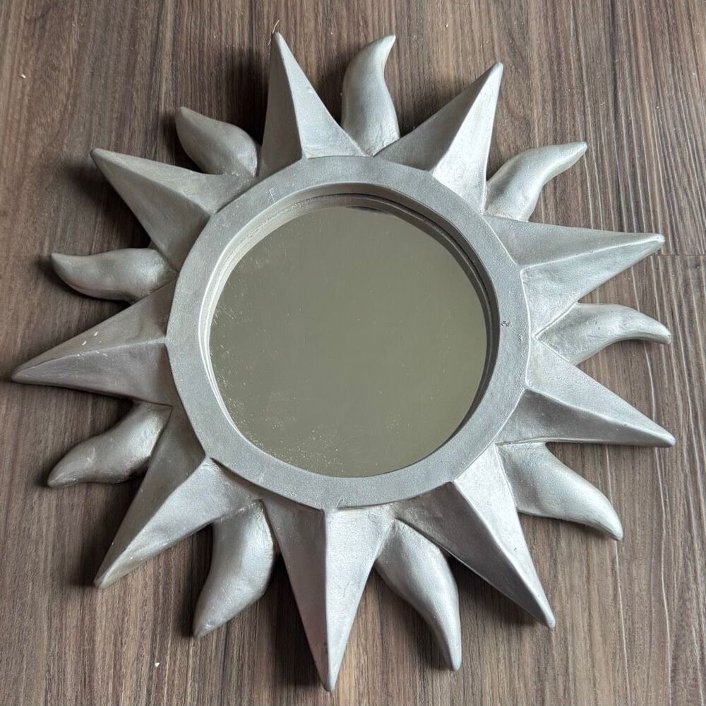 Vintage Y2K 90’s Celestial Sun Mirror Whimsigoth Boho Decor Silver